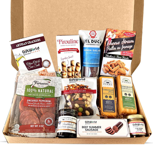 Deluxe Charcuterie Meat & Cheese Gift Box – Negroni Salami, Summer Sausage, Gourmet Snacks & Crackers