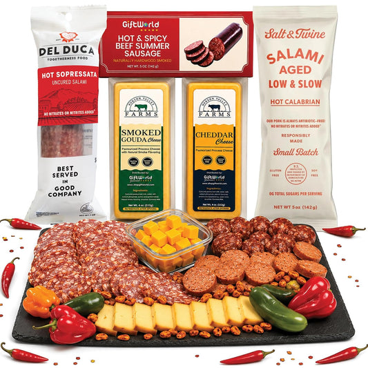 Hot & Spicy Charcuterie Gift Basket | Spicy Meat & Cheese Gift Box