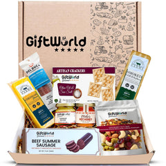 Gourmet Meat and Cheese Gift Box – Del Duca Salami, Cheddar, Gouda, Crackers, Mustard & Nuts