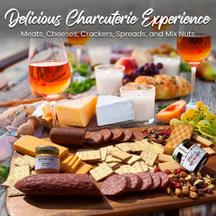 Gourmet Meat and Cheese Gift Box – Del Duca Salami, Cheddar, Gouda, Crackers, Mustard & Nuts