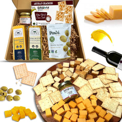 Cheese Gift Box with Cheddar, Gouda, Crackers, Pretzels & Mustard – Wine Pairing Snack Box