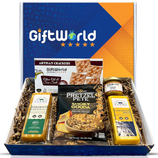 GiftWorld Cheese Gift Baskets Assortment, Cheese and Crackers Gift Basket with Spreads, Gourmet Food Gift Basket for Men and Women, Cheese Basket Gift Set