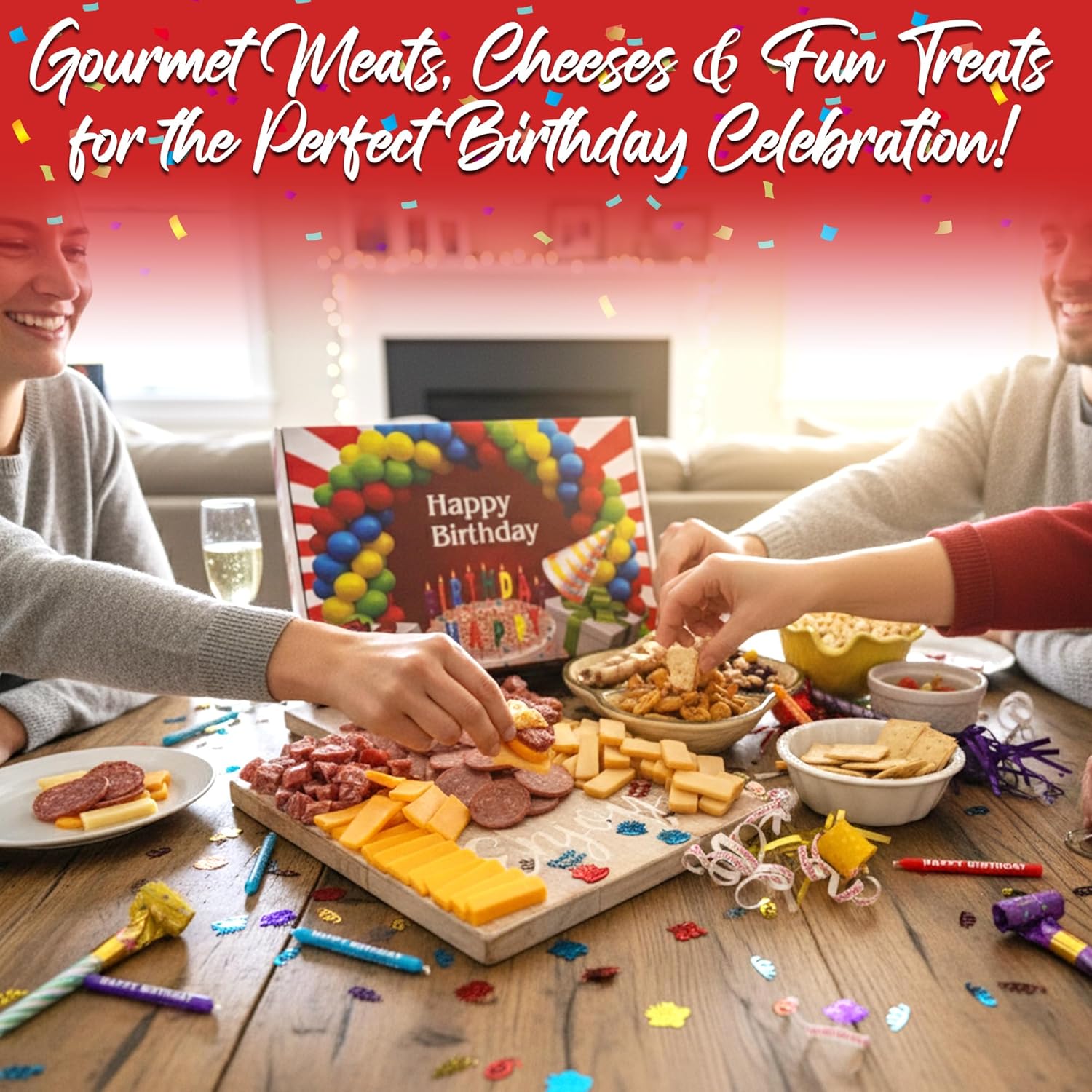 Party snack box with cheese and crackers