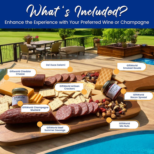 Assorted gourmet meats, cheeses, and nuts