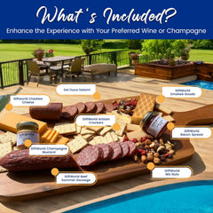 Assorted gourmet meats, cheeses, and nuts