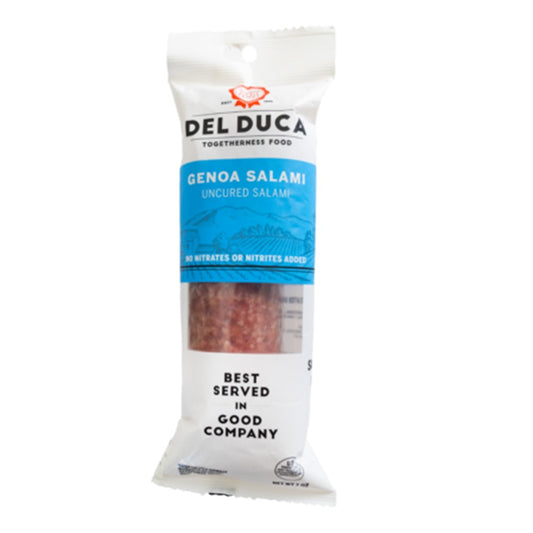 Sliced mild Italian salami.