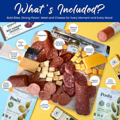 Meat and cheese gift box with snacks