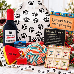 Wine Lover & Dog Gift Box | Dog Mom Gift | Dog Dad Gift | Wine Themed Dog Toys