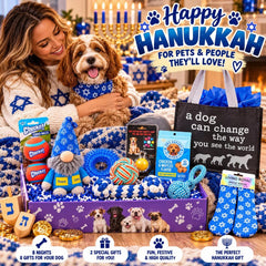 Hanukkah Dog Gift Box | 8 Nights of Dog Toys & Treats | Jewish Dog Lover Gift Basket