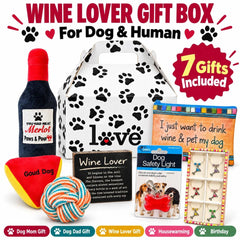 Wine Lover & Dog Gift Box | Dog Mom Gift | Dog Dad Gift | Wine Themed Dog Toys
