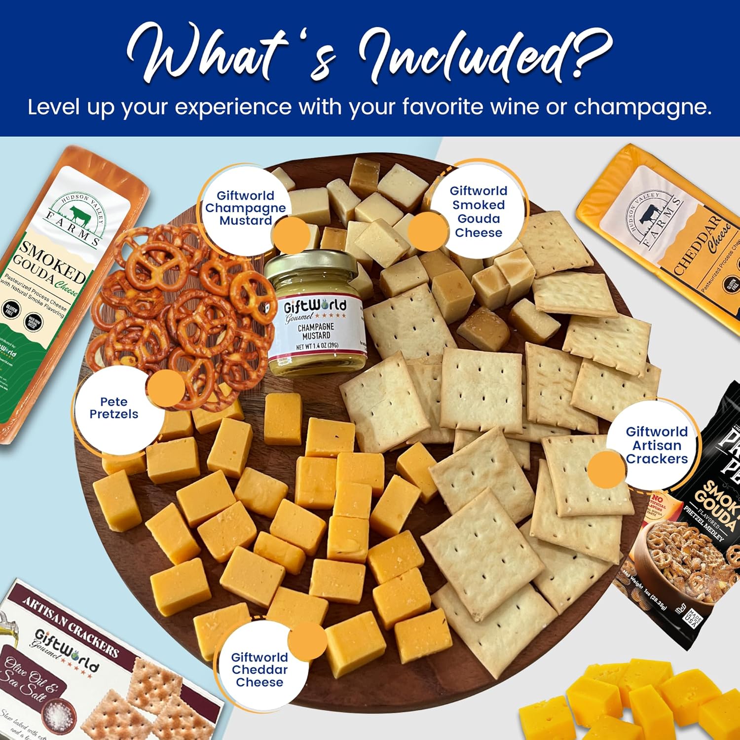 Cheese snack box with mustard and crackers