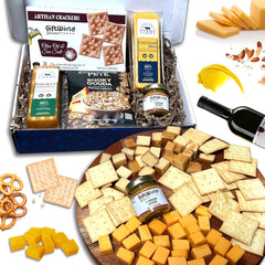 Cheese Gift Baskets Assortment, Cheese and Crackers Gift Basket with Spreads, Gourmet Food Gift Basket for Men and Women, Cheese Basket Gift Set