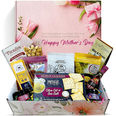 GiftWorld Mothers Day Gift Basket - Cheese, Crackers, Snack Gifts Assortment - Gourmet Food Gift Box for Mom