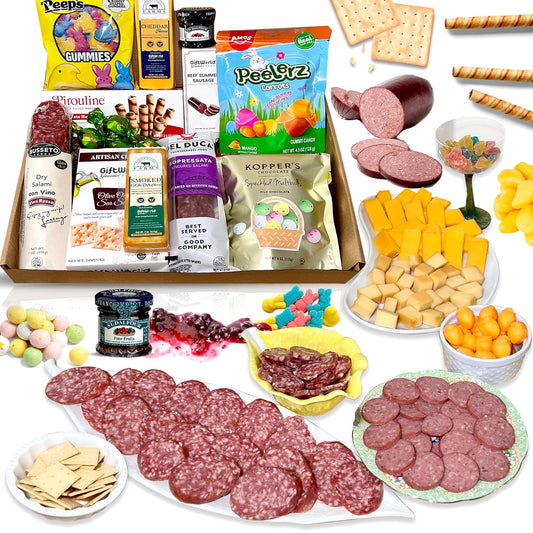 Easter Deluxe Charcuterie Gift Box – Gourmet Meat, Cheese & Spring Candy Basket