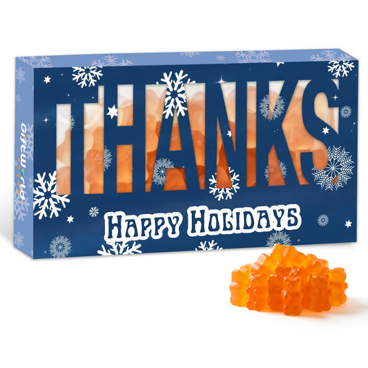 GiftWorld “THANKS” Holiday Candy Box – Champagne Gummy Bear Gift