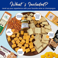 Cheese, Crackers & Pretzel Gift Box – Gourmet Cheddar, Smoked Gouda, Mustard Dip & Savory Snacks