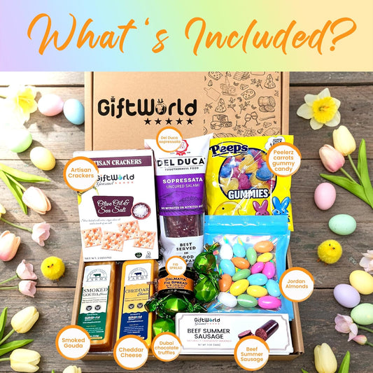 Easter Charcuterie Gift Box – Meat, Cheese & Candy Spring Snack Basket