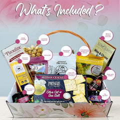 GiftWorld Mothers Day Gift Basket - Cheese, Crackers, Snack Gifts Assortment - Gourmet Food Gift Box for Mom