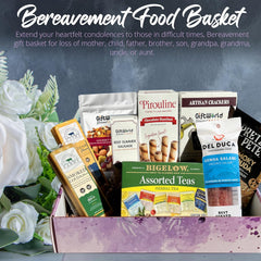 Sympathy Gourmet Gift Box – Salami, Cheese, Crackers, Wafers, Tea, Nut Mix & Pretzels