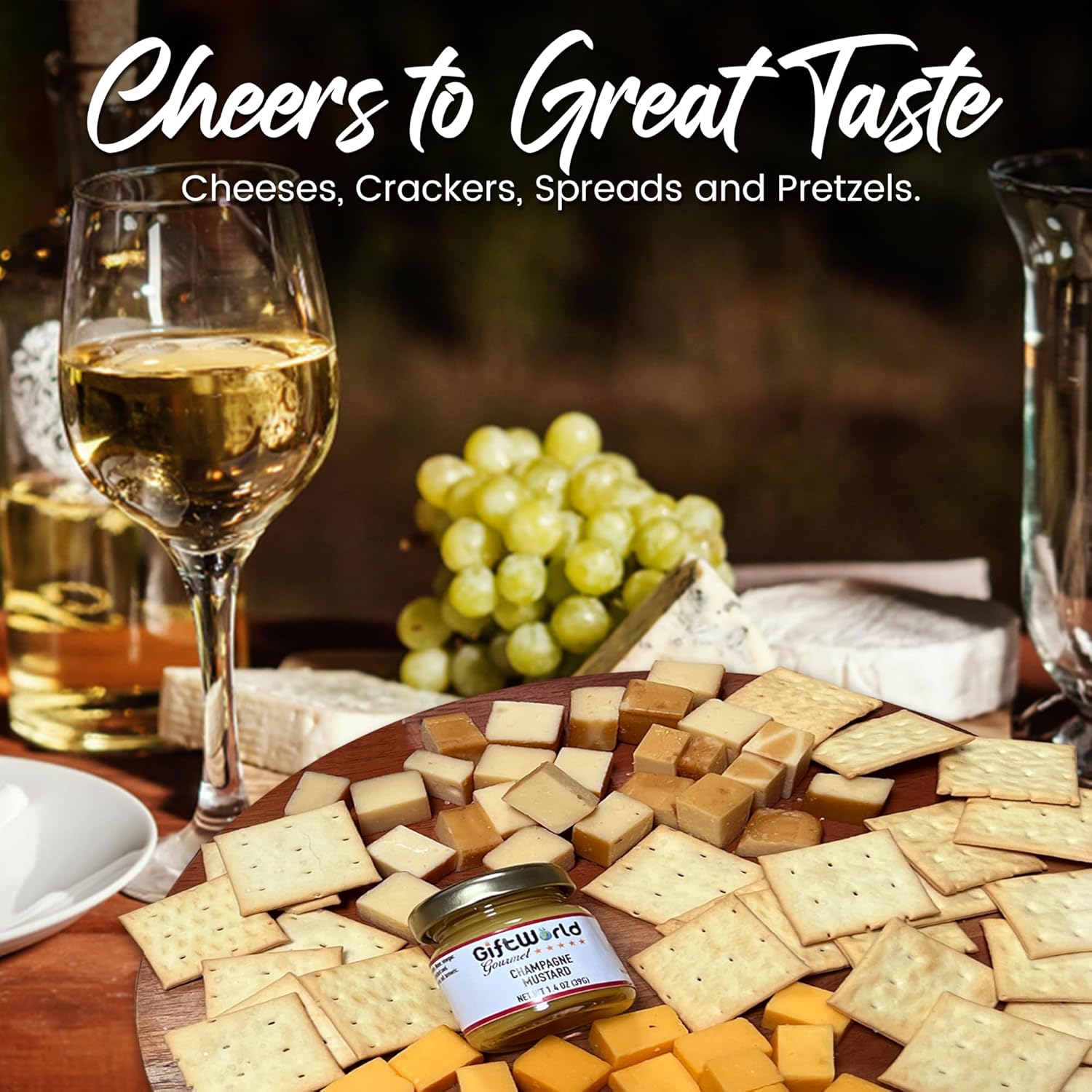 Wine pairing box with cheese and snacks