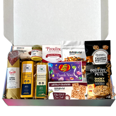 Thank You Charcuterie & Snack Gift Box – Salami, Cheese, Crackers, Wafers, Popcorn, Nuts & Jelly Beans