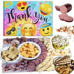 Assorted meats, cheeses, crackers, and sweets gift box