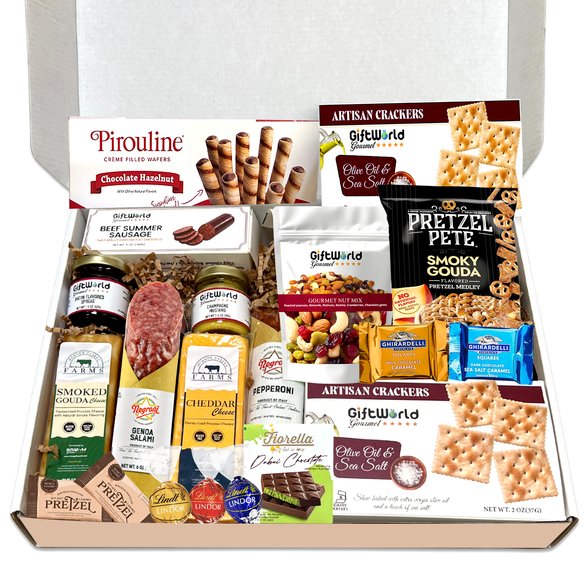 Charcuterie set with meats, cheeses, truffles, and crackers
