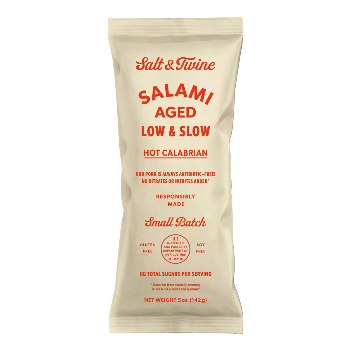 Salt & Twine Hot Calabrian Salami – 5 oz | Spicy Artisan Charcuterie Meat