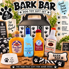 Bark Bar Dog Toy Gift Set | 4 Plush Squeaky Dog Toys
