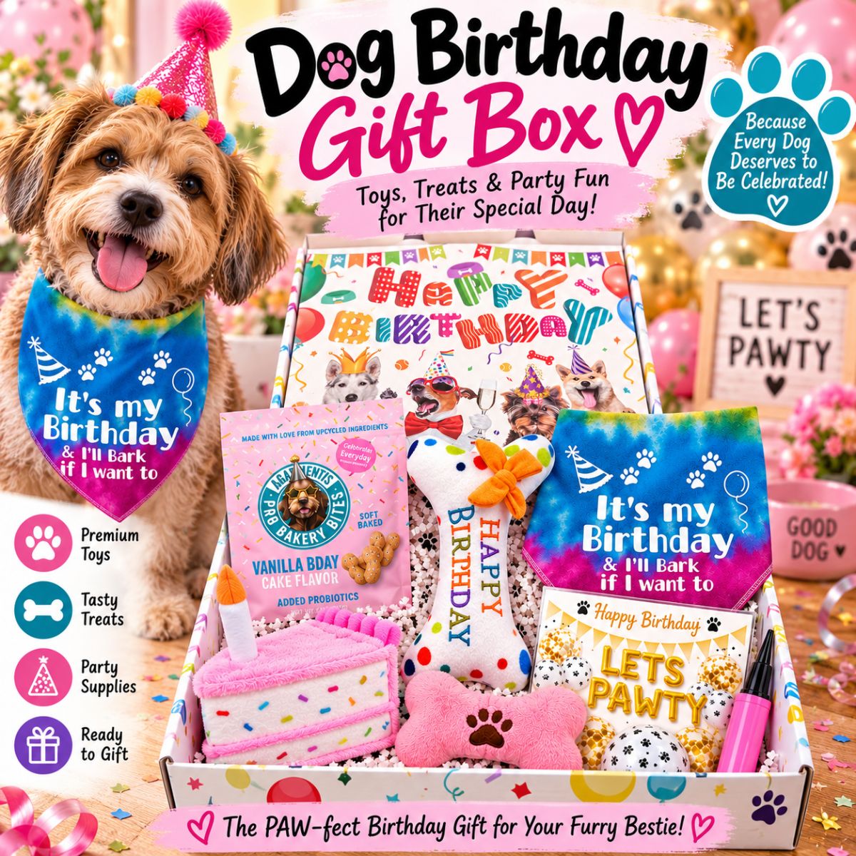 Dog Birthday Gift Box | Dog Birthday Party Gift