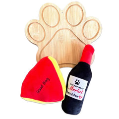 Dog Mom Gift Set | Paw Charcuterie Board & Wine Dog Toys