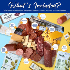 Gourmet Charcuterie Gift Box – Meat and Cheese Basket with Salami, Sausage, Cheddar, Gouda, Olives & Spreads