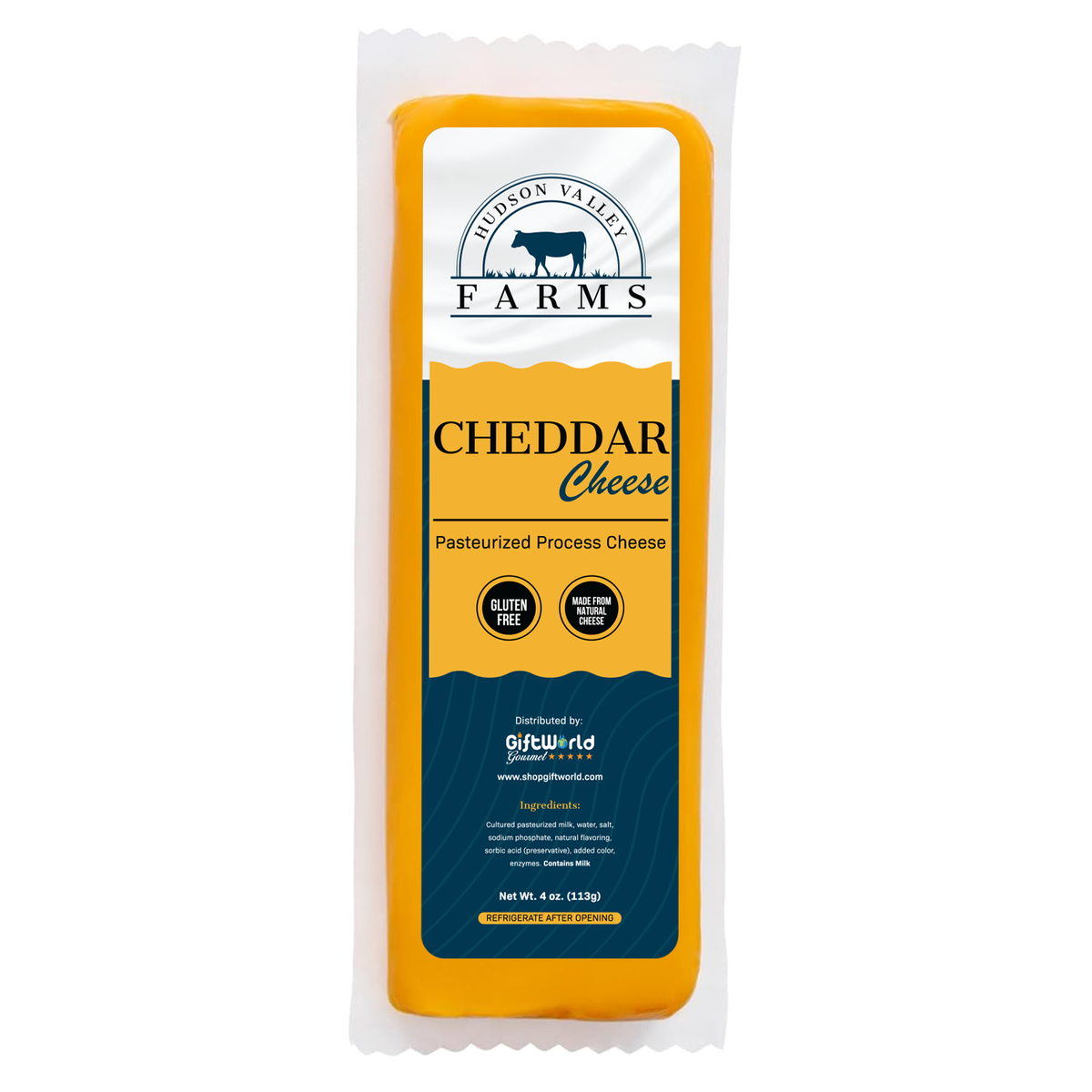 GiftWorld Premium Aged Cheddar Cheese Block, Perfect for Snacking, Cooking, or Wine Pairing, Made for a Rich, Creamy, and Sharp Flavor