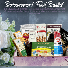 Sympathy Gourmet Gift Box – Salami, Cheese, Crackers, Wafers, Tea, Nut Mix & Pretzels