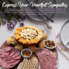 Sympathy Gourmet Gift Box – Salami, Cheese, Crackers, Wafers, Tea, Nut Mix & Pretzels