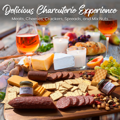 Savory Snack & Cheese Gift Box – Salami, Artisan Crackers, Cheddar, Gouda, Mustard, Bacon Spread & Nut Mix