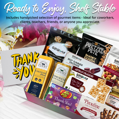 Thank You Charcuterie & Snack Gift Box – Salami, Cheese, Crackers, Wafers, Popcorn, Nuts & Jelly Beans