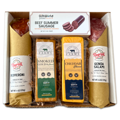 Classic Meat and Cheese Gift Box – Gourmet Sausage, Salami, Cheddar & Smoked Gouda Sampler